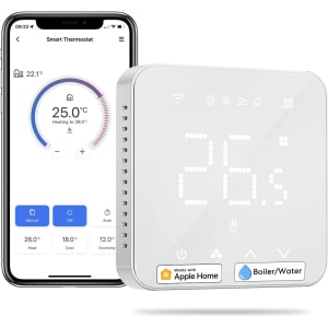 Thermostat Connecté, Thermostat WiFi pour Chaudière / Chauffage au Sol à Eau, Thermostat Intelligent Mural Compatible avec Apple HomeKit, Alexa et Google Home, Commande Vocale et Contrôle à Distance