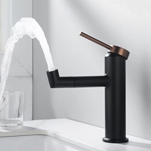 Robinet salle bain Lonheo, robinet lavabo avec design rotatif à 360°, économise 50%-60% d'eau, mitigeur lavabo à eau chaude et froide (Noir)