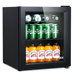 Mini Frigo, Réfrigérateur à boissons de 42L avec porte en verre, 0-15°C, 2 Etagères Amovibles, Mini Bar Intérieur, Petit Refrigérateur Camping, Stockage de Bières, Vins, Noir