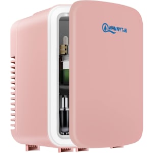 4L Mini Frigo, Petit Réfrigérateur Portable, Réfrigérateur Cosmétique, Frigo Mignon, Fonction Froid/Chaud pour Bureau, Chambre, Voiture, Voyage, 220V/12V, Rose, 24,5x18,5x27cm