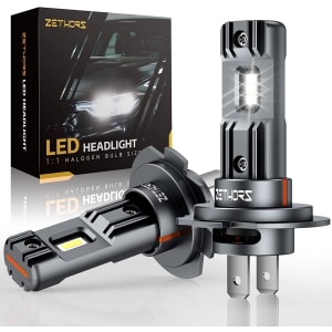 Ampoules H7 LED avec Ventilateur 80W 16000LM 6000K Blanche Sans Fil Mini H7 Kit de Conversion de Phare de Voiture pour Rechange Halogène,16 Perles CSP, non Polarité,Plug and Play-2 pièces