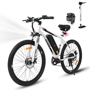 Vélo électrique pour Adultes, vélo de Montagne 26'', EBike avec Batterie Amovible 36V 15Ah, écran LCD, Frein à Disque Double ebike BK15 Blanc/Orange