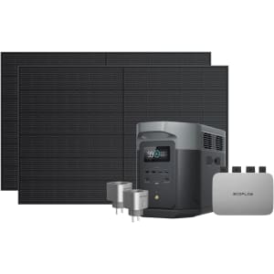 Kit solaire pour balcon EcoFlow PowerStream, micro-onduleur relié au réseau, Panneau Solaire Rigid 400 W*2, DELTA 2 Max station électrique portable, Smart Plugs × 2, Wi-Fi, contrôle des applications