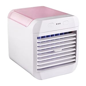 Ventilateur de Climatiseur Portable, Mini Climatiseur 3 Vitesses, Refroidisseur d'air Personnel avec Humidificateur pour Chambre, Bureau, Bureau, Camping (Rose)