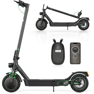 Trottinette Electrique Adultes, 500W Moteur Trottinette Électrique 10'' Pneu Solide, Autonomie de 35 km, 2 Modes Vitesse Maximum 25KM/H, Double Suspension, Double Système de Freinage et APP