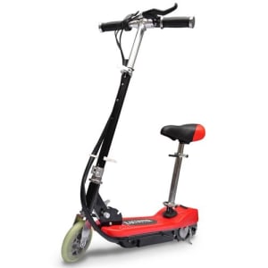 Trottinette électrique rouge et noire 120W avec selle