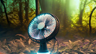 Ventilateur mobile sur un amas de feuilles, à base lumineuse, ultra connecté