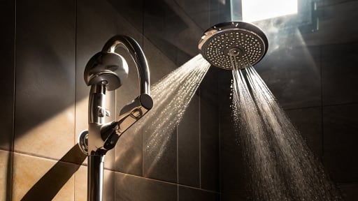 jet réglable, pommeau de douche