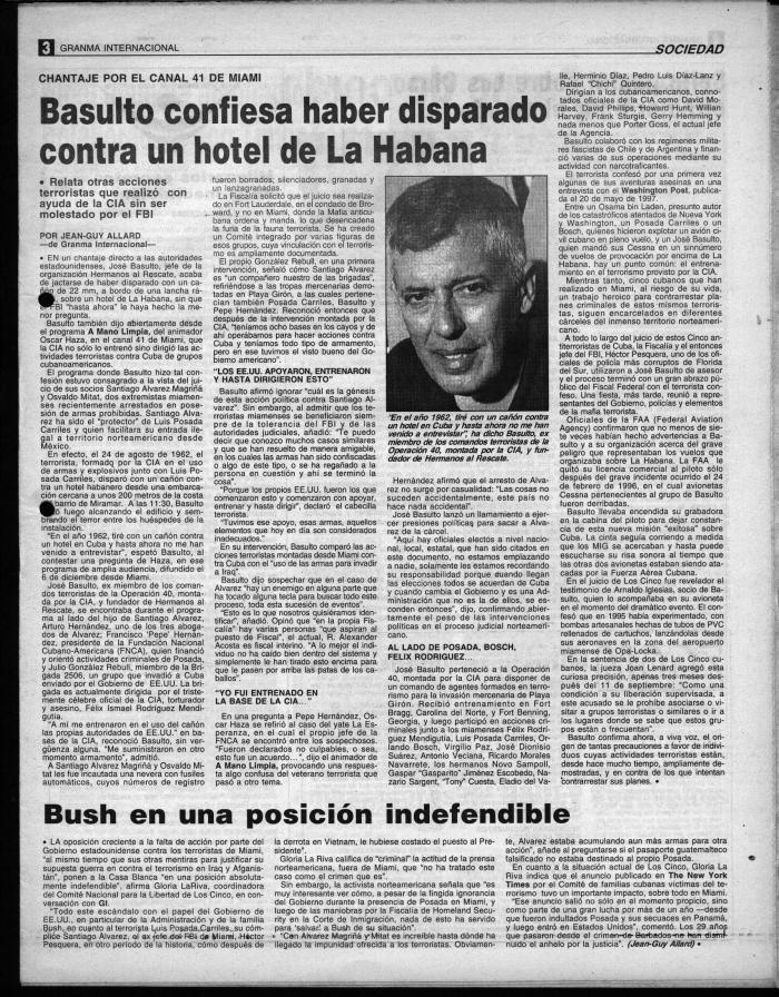 Granma revive declaraciones de José Basulto sobre acciones armadas contra Cuba y vínculos con la CIA