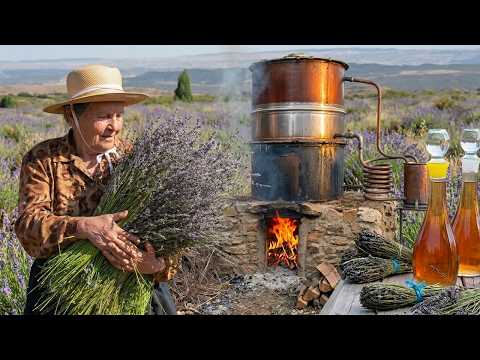 LOS ESPIGOLEROS. Transformando 200 KG de LAVANDA en 2 LITROS de ESENCIA en una CALDERA centenaria