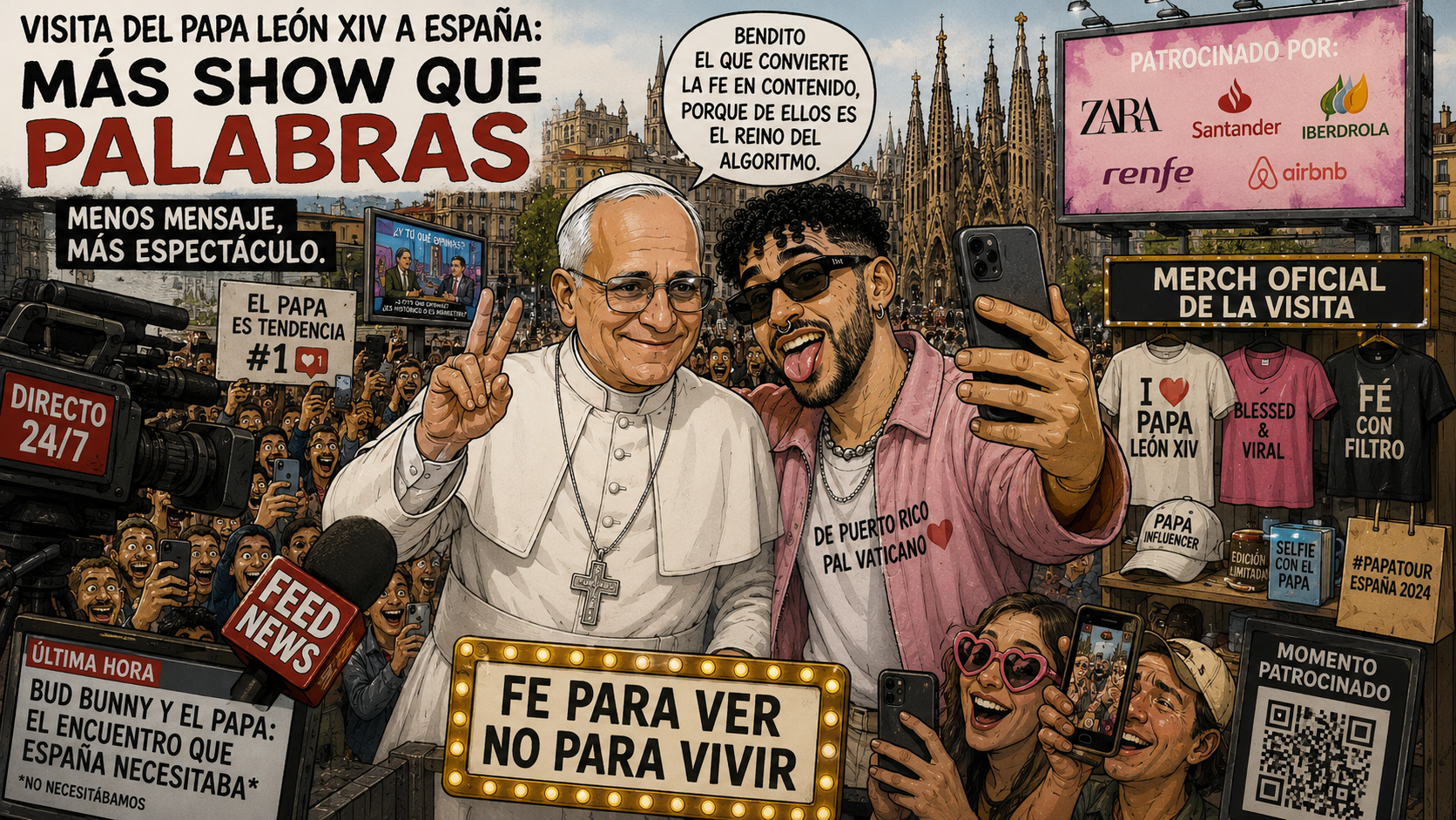 Un artículo de opinión critica el gasto público y la cobertura mediática de la visita del papa León XIV a España