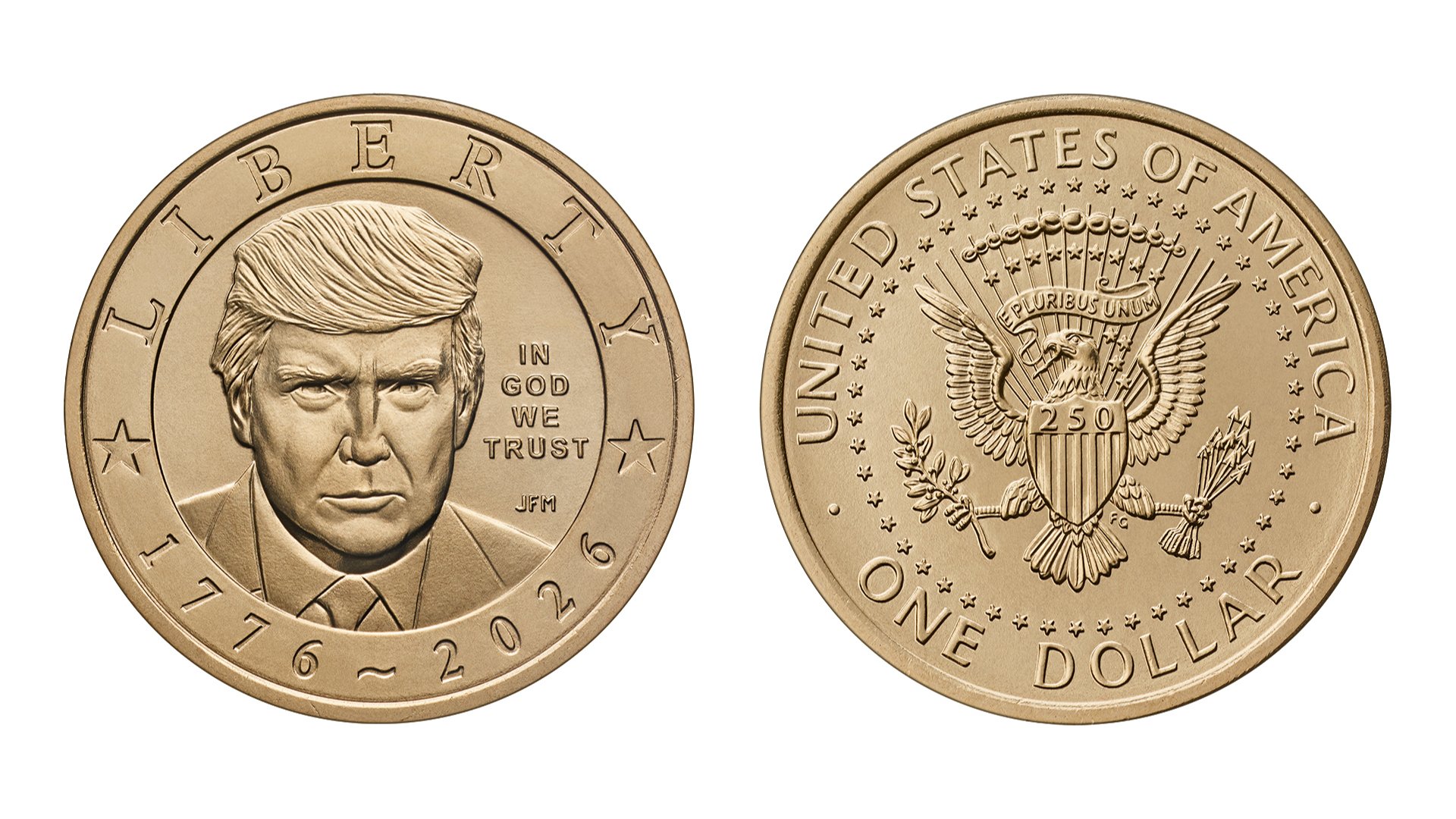 EE.UU. lanza moneda de oro con imagen de Trump para conmemorar 250 años de independencia
