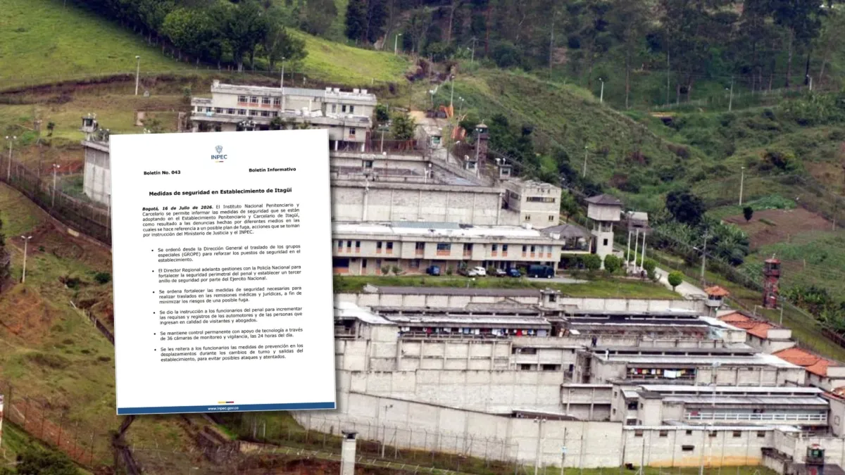 Inpec implementa medidas de seguridad en cárcel de Itagüí tras denuncia de plan de fuga masiva