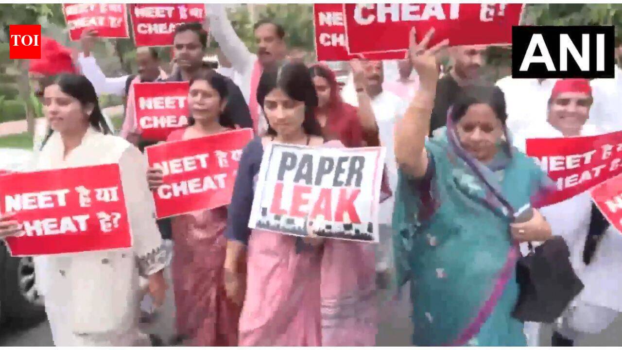 Dimple Yadav Joins Protest Against NEET Paper Leaks and Government Allegations