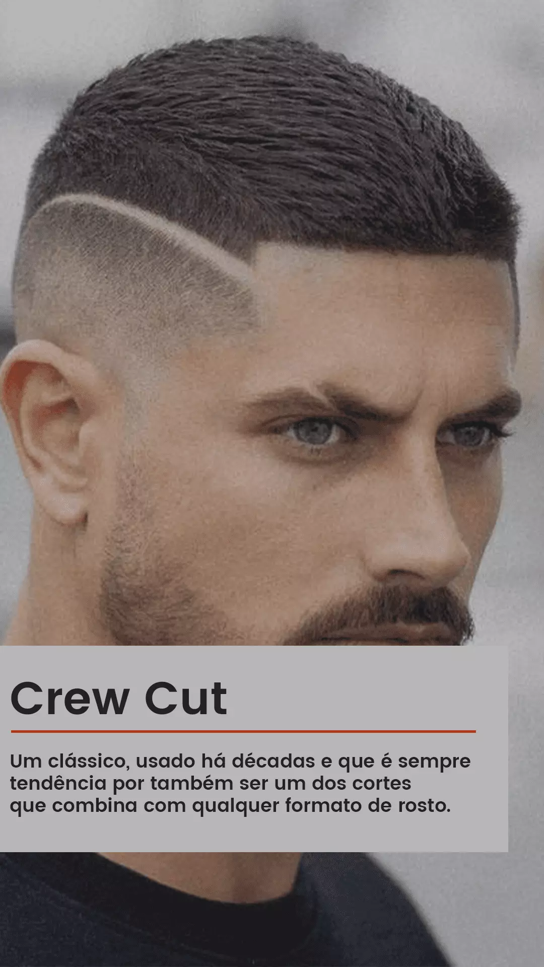 Foto de um homem com corte Crew Cut, estilo de corte de cabelo