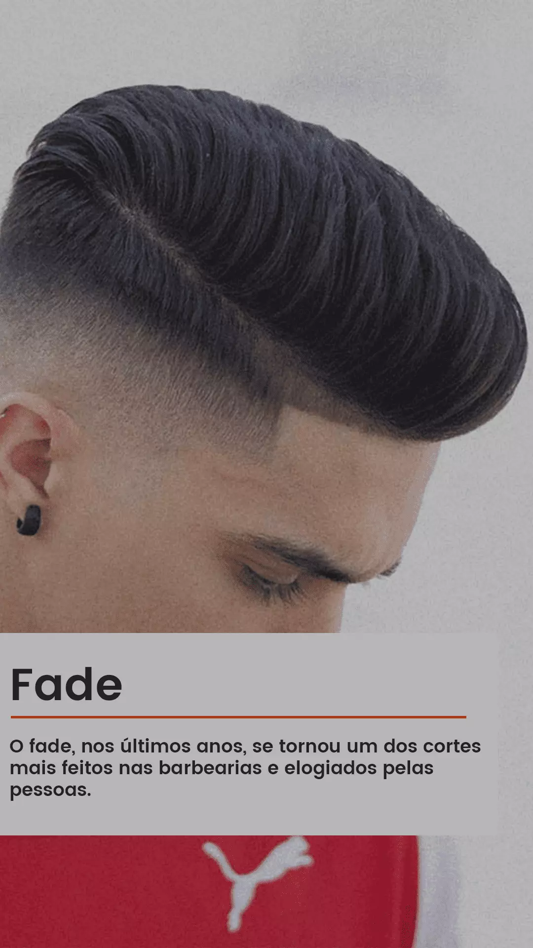 Foto de um homem com corte Fade, estilo de corte de cabelo