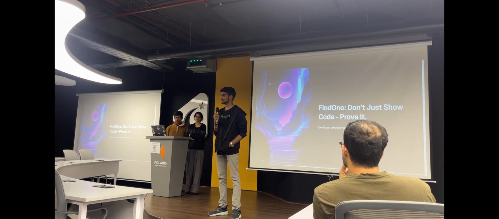 Mohit Joe with teammates Gadha Sivakumar and Mridubani Roy – Mohit Joe R team winning Runner-up at MLH Hack Days Bengaluru 2025