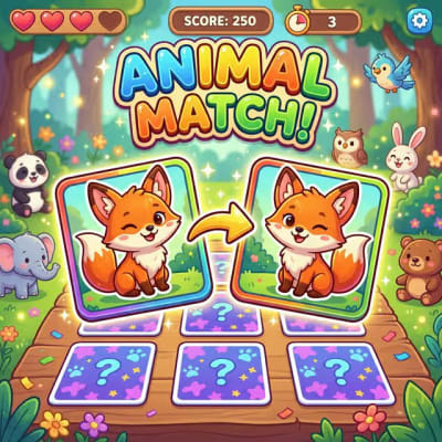 Animal Memory Match
