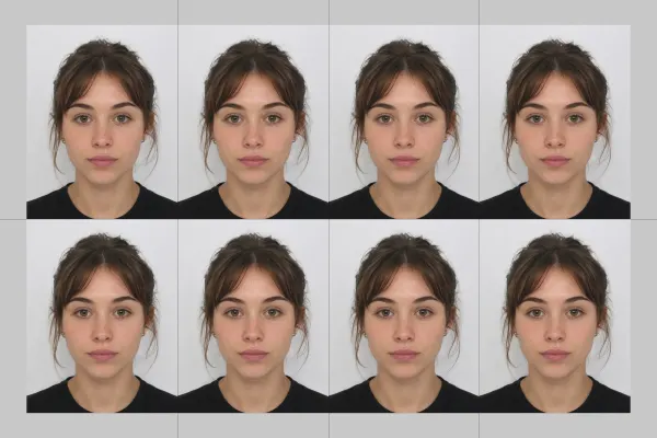 Print-ready passport photo sheet 6x4 inch from an iPhone