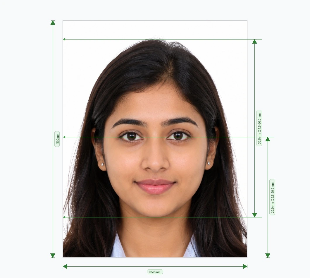 Edited Indian female passport photo with white background