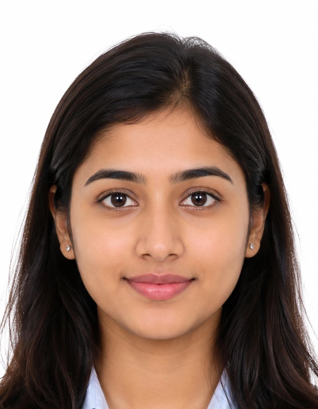 Final compliant Indian passport size photo for female applicant