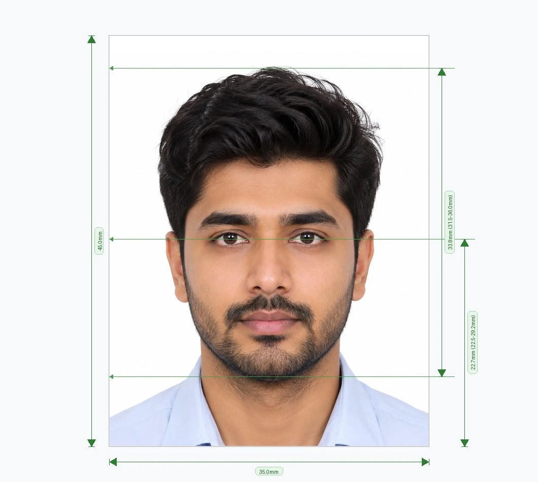 Processed Indian man biometric crop and background removal