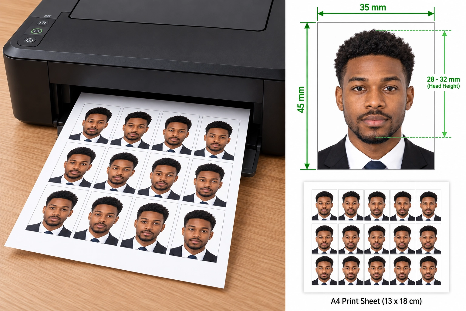 Passport Photo Print Sheet 4x6 at Home