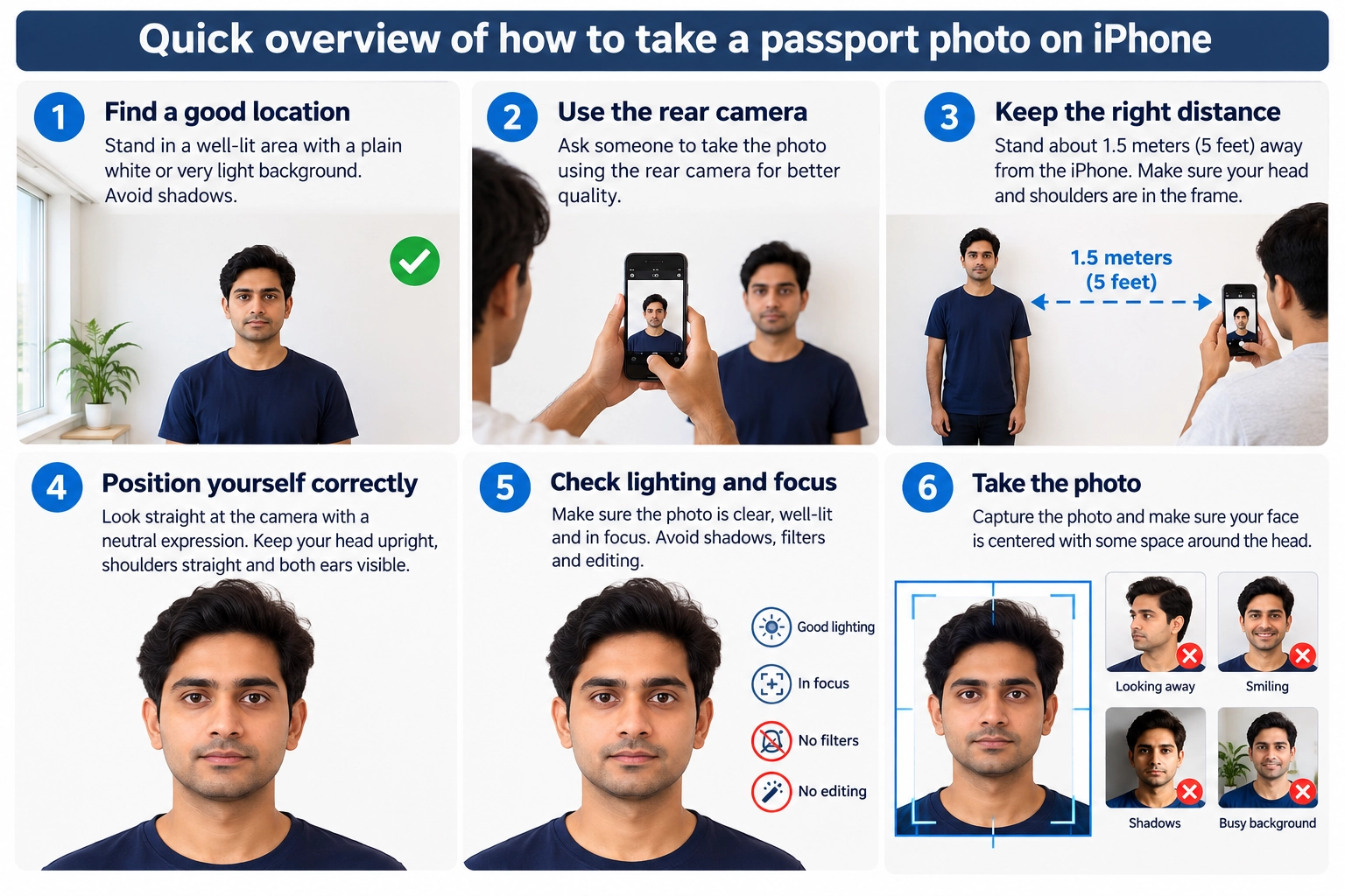 Quick overview of how to take a passport photo on iPhone