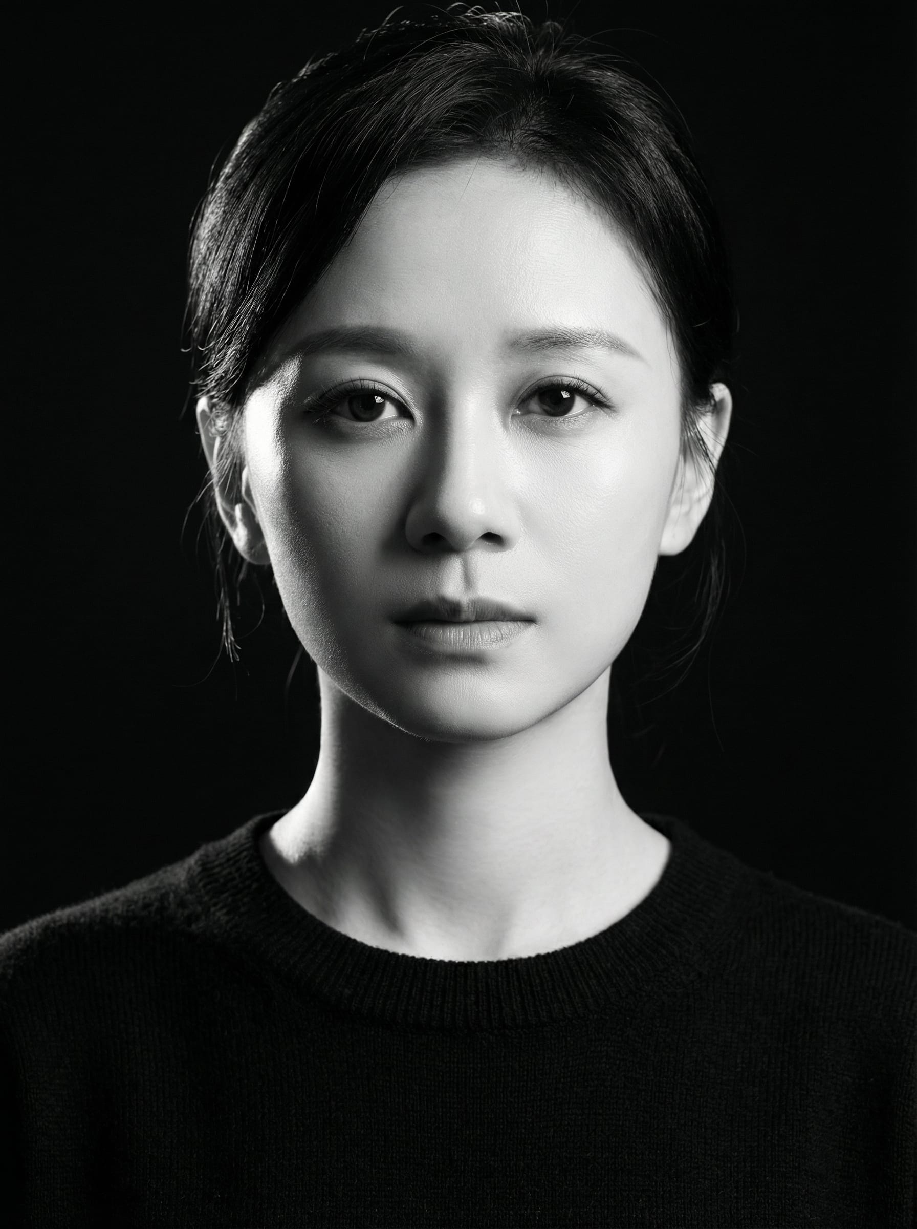 一张黑白影棚肖像照