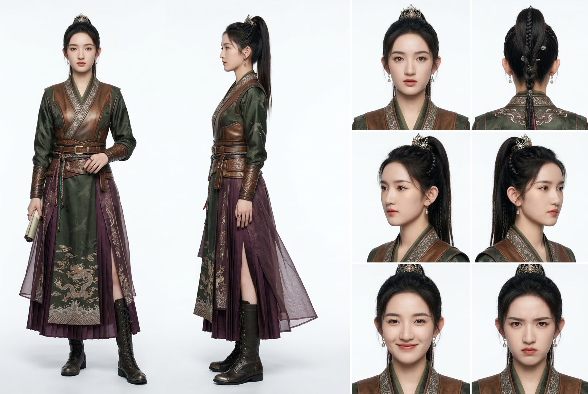 写实角色设定卡：多变风格