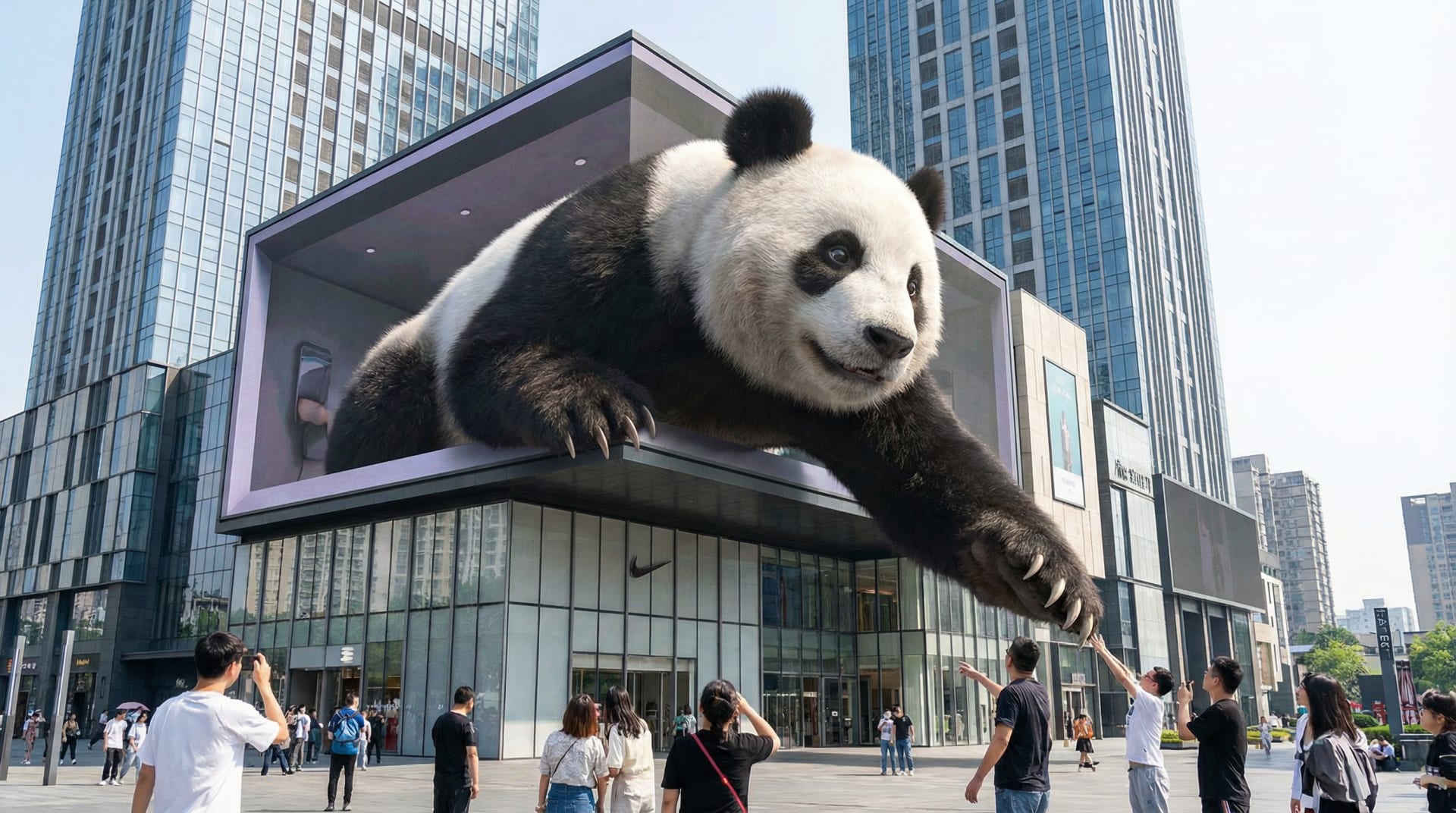 城市户外LED屏上的3D视觉效果