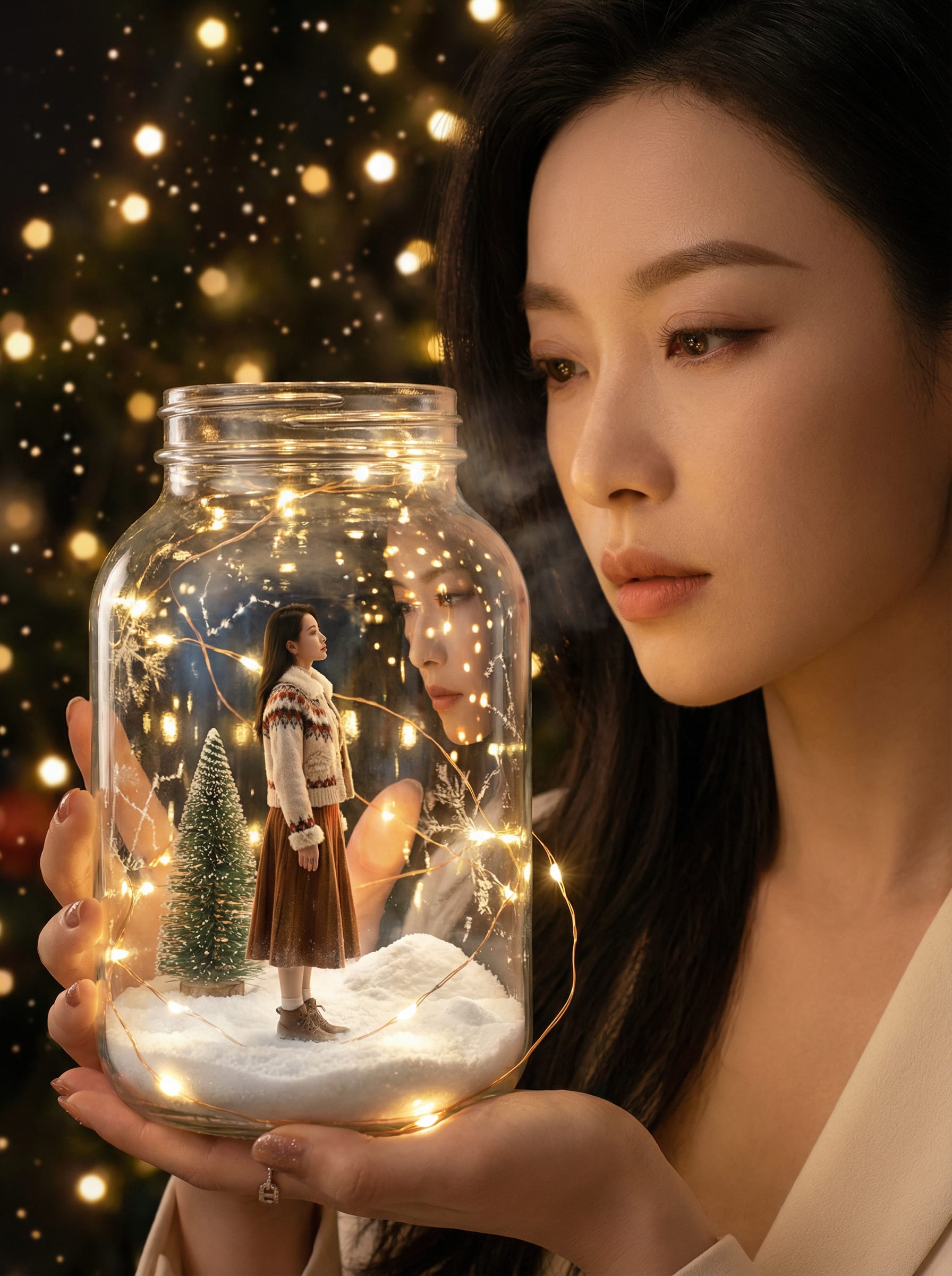 艺术圣诞肖像：瓶中微缩自我