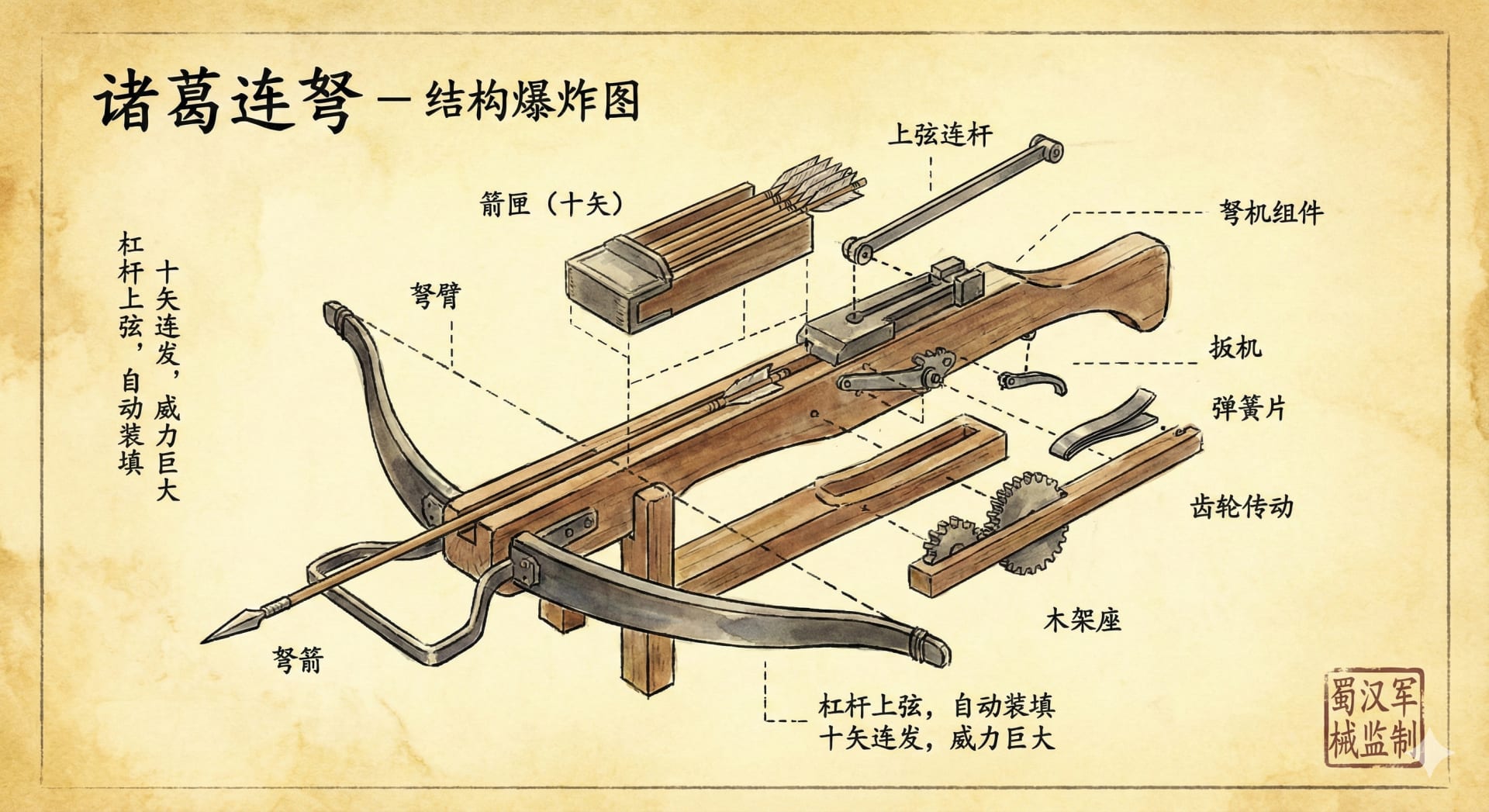 诸葛连弩结构爆炸图