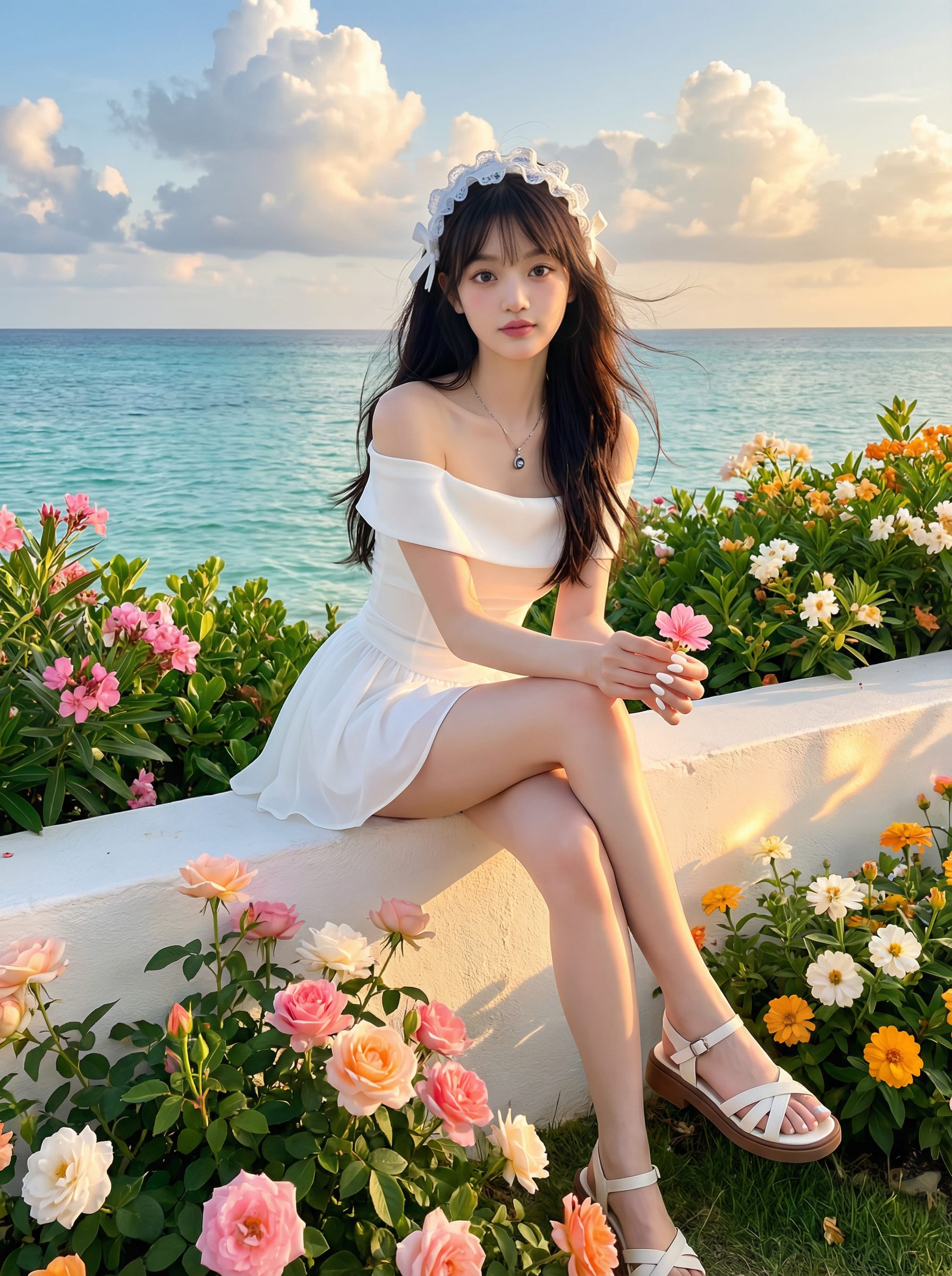 抖音风海滨花园人像