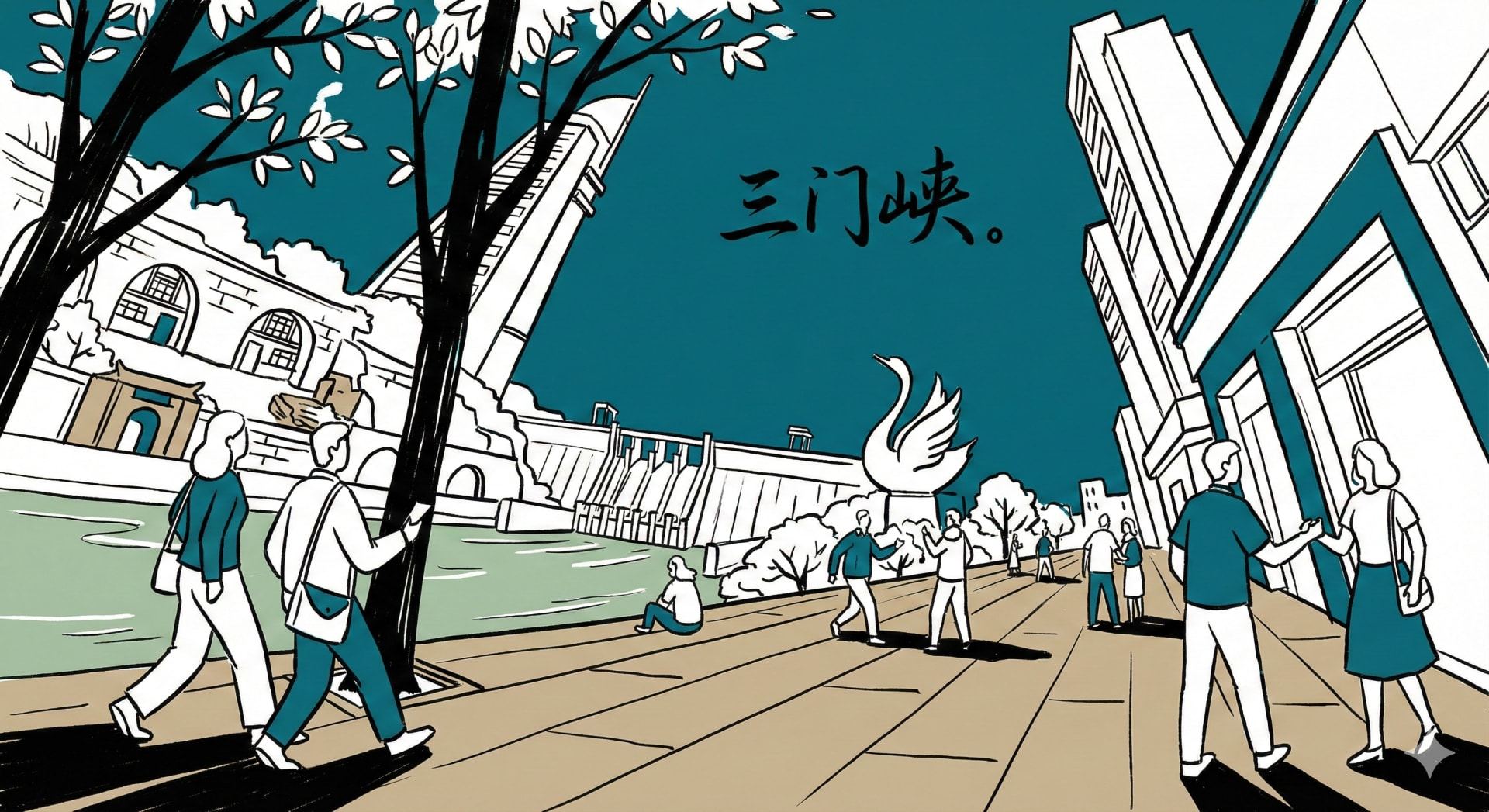 城市极简手绘插画