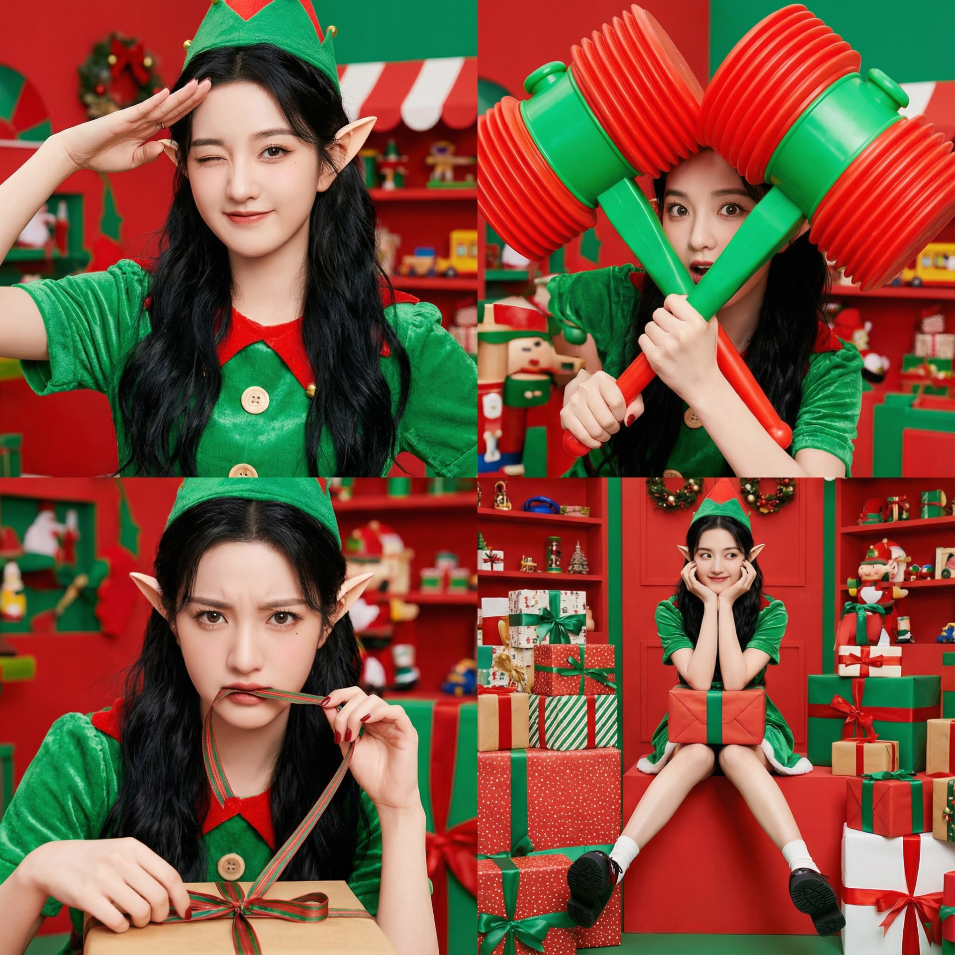 圣诞精灵四格拼图