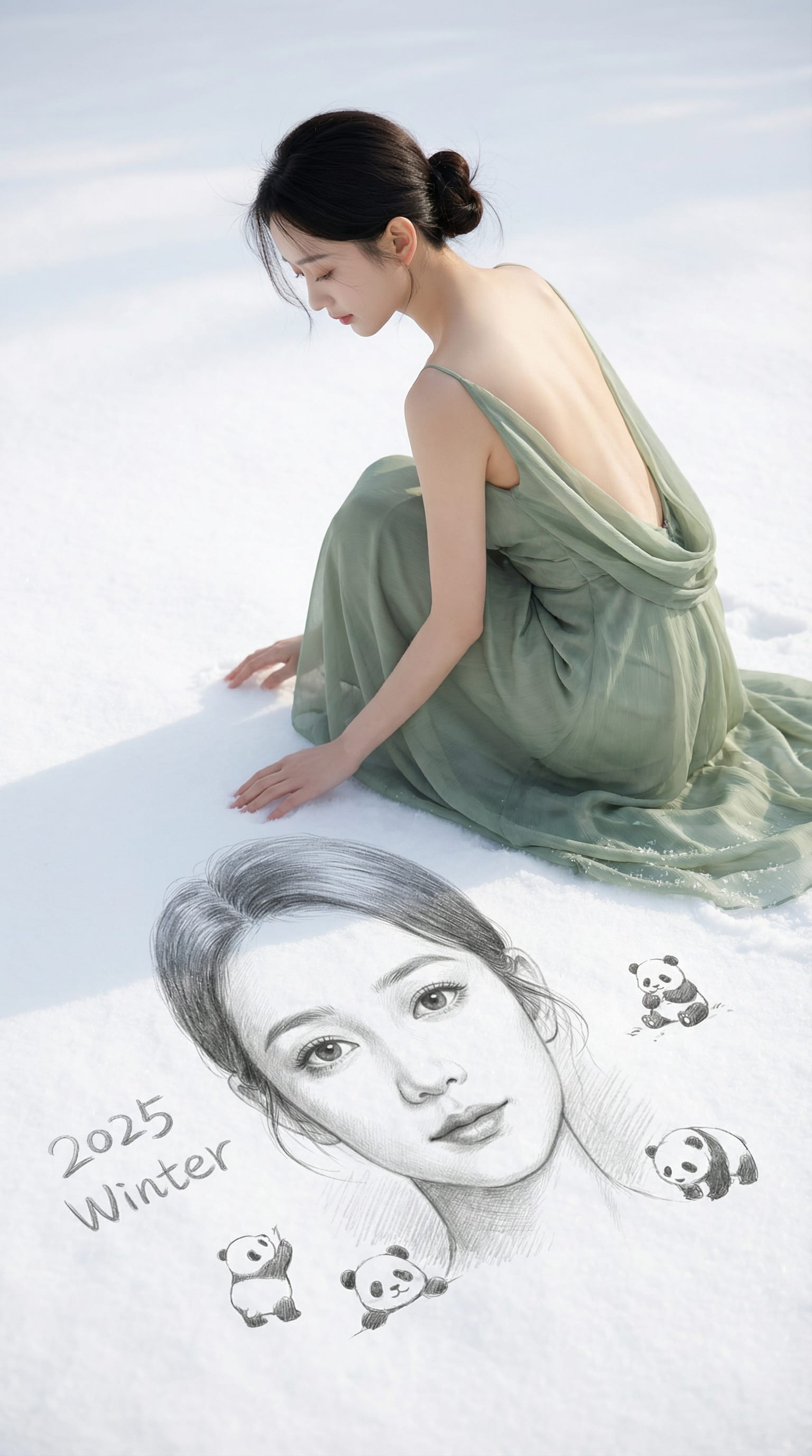 雪地素描艺术肖像