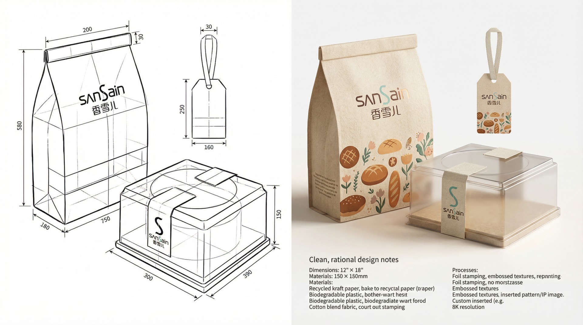 品牌包装设计提案：线稿与成品