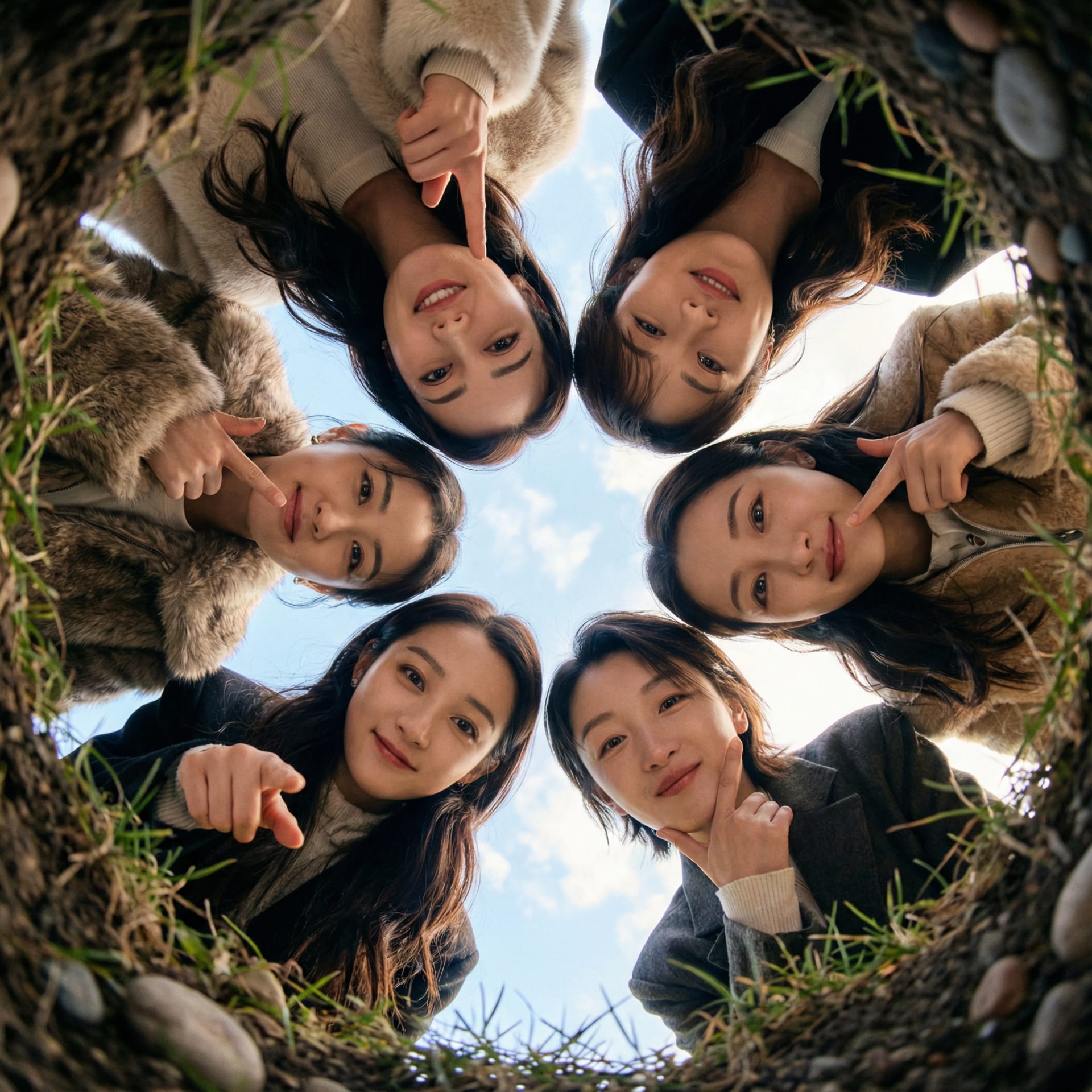 第一人称仰拍群像：围观视角