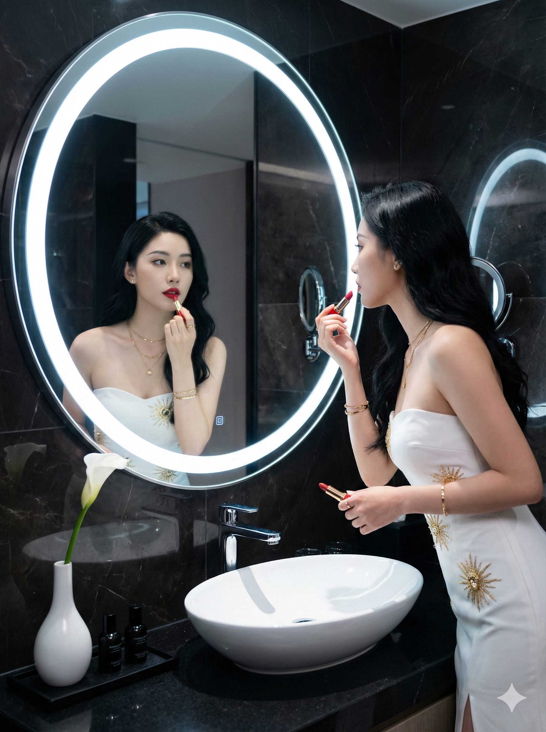 奢华浴室化妆镜自拍