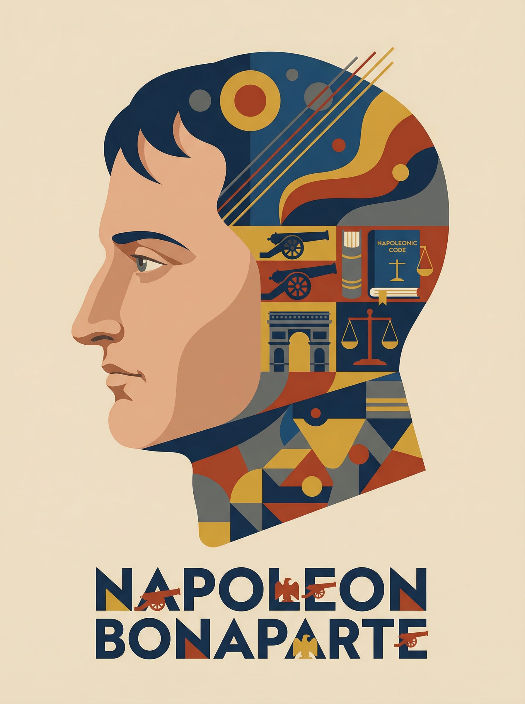 包豪斯几何双重曝光插画