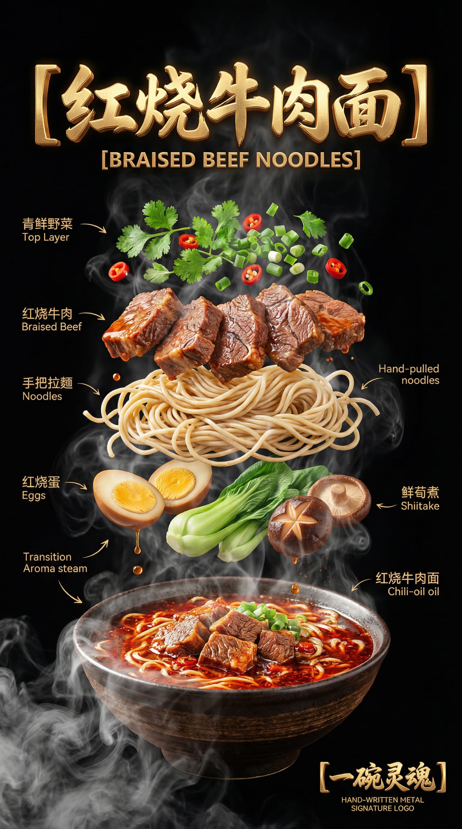 美食解构：悬浮层叠海报