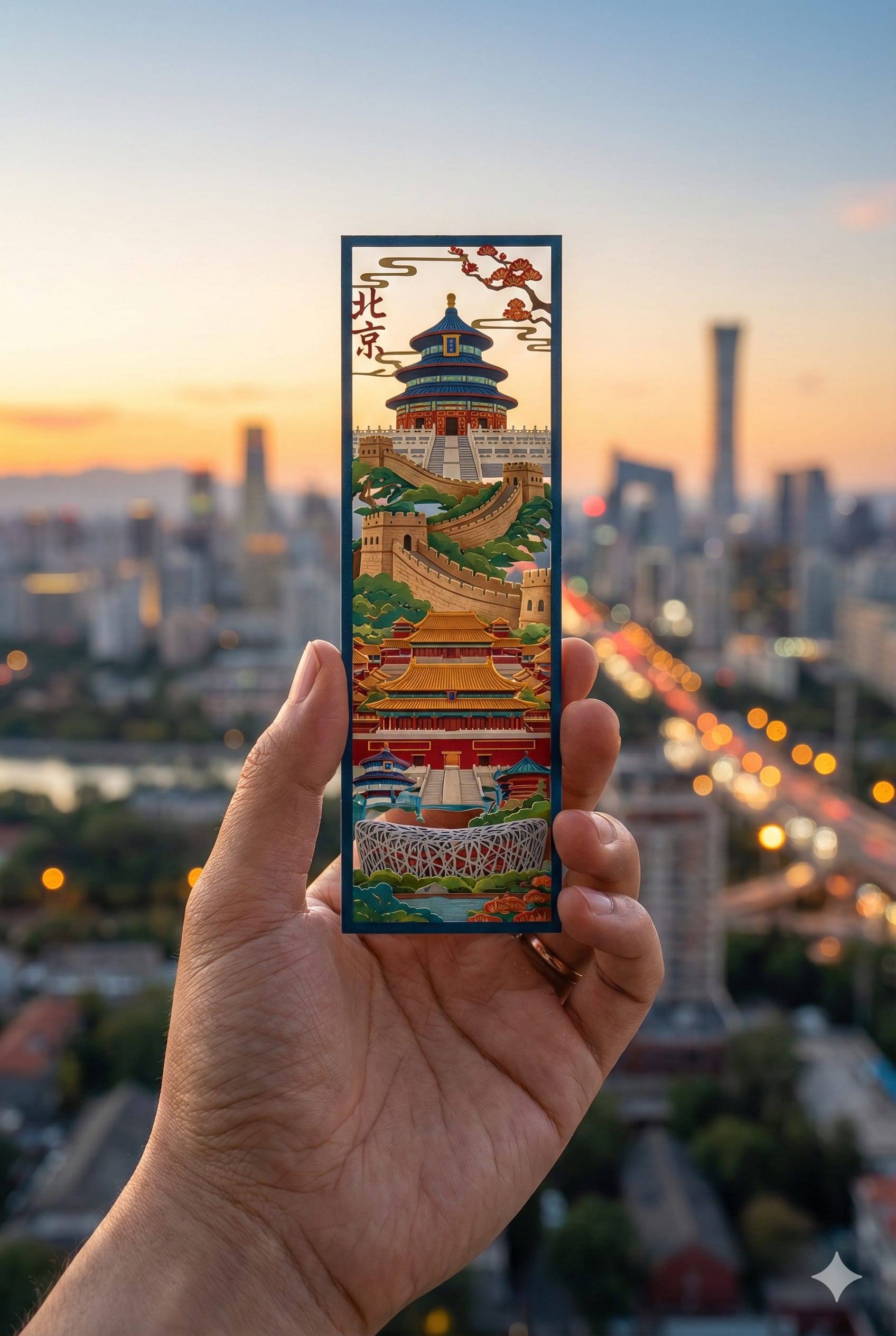 城市剪纸书签：旅行打卡