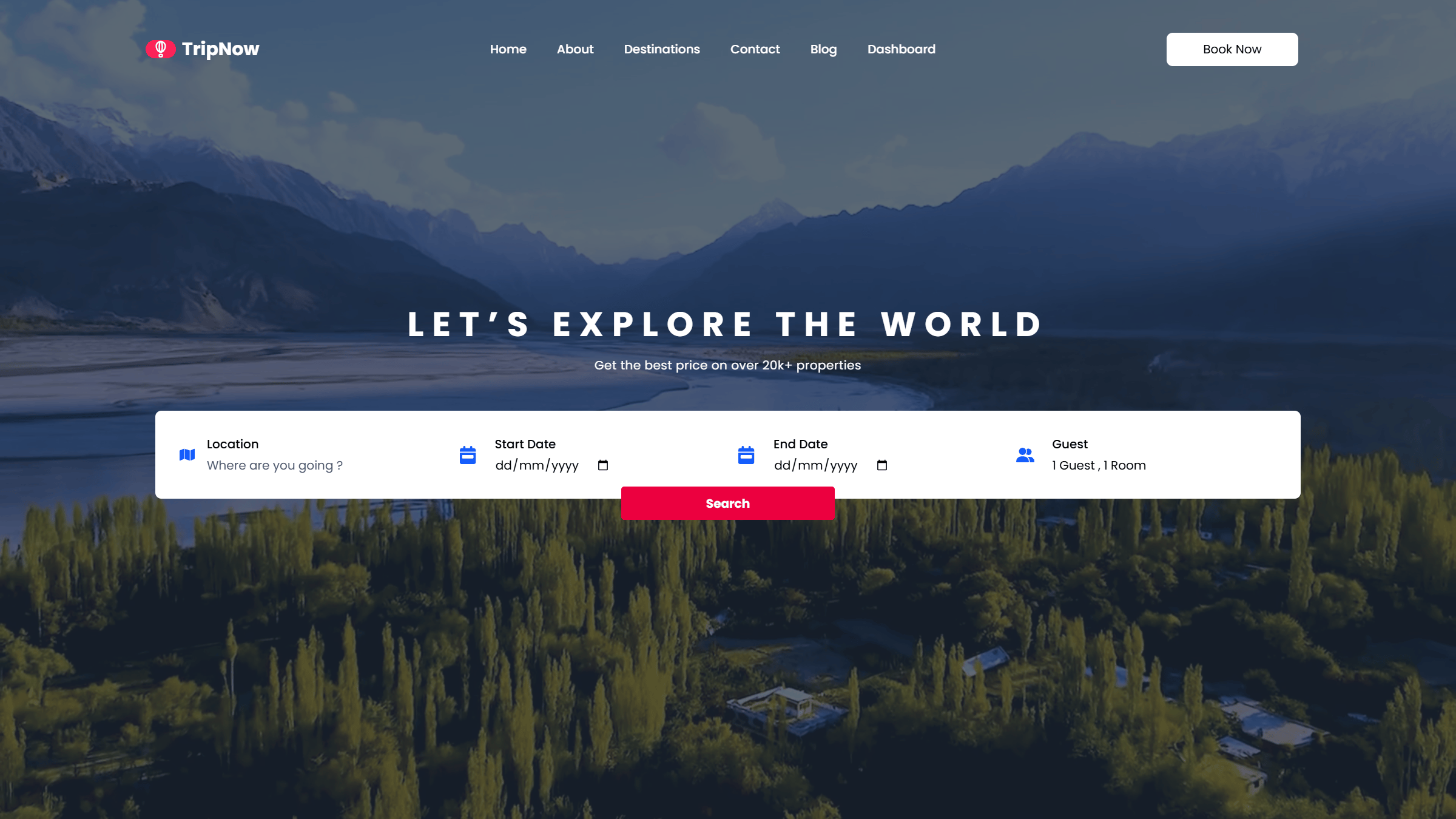 TripNow - Travel Booking Landing Page screenshot 1
