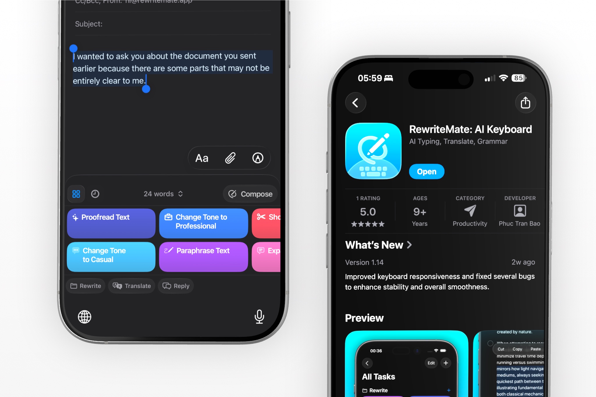 RewriteMate AI Keyboard