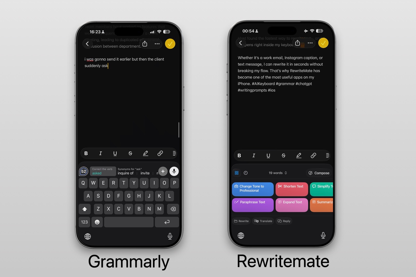 Grammarly vs RewriteMate