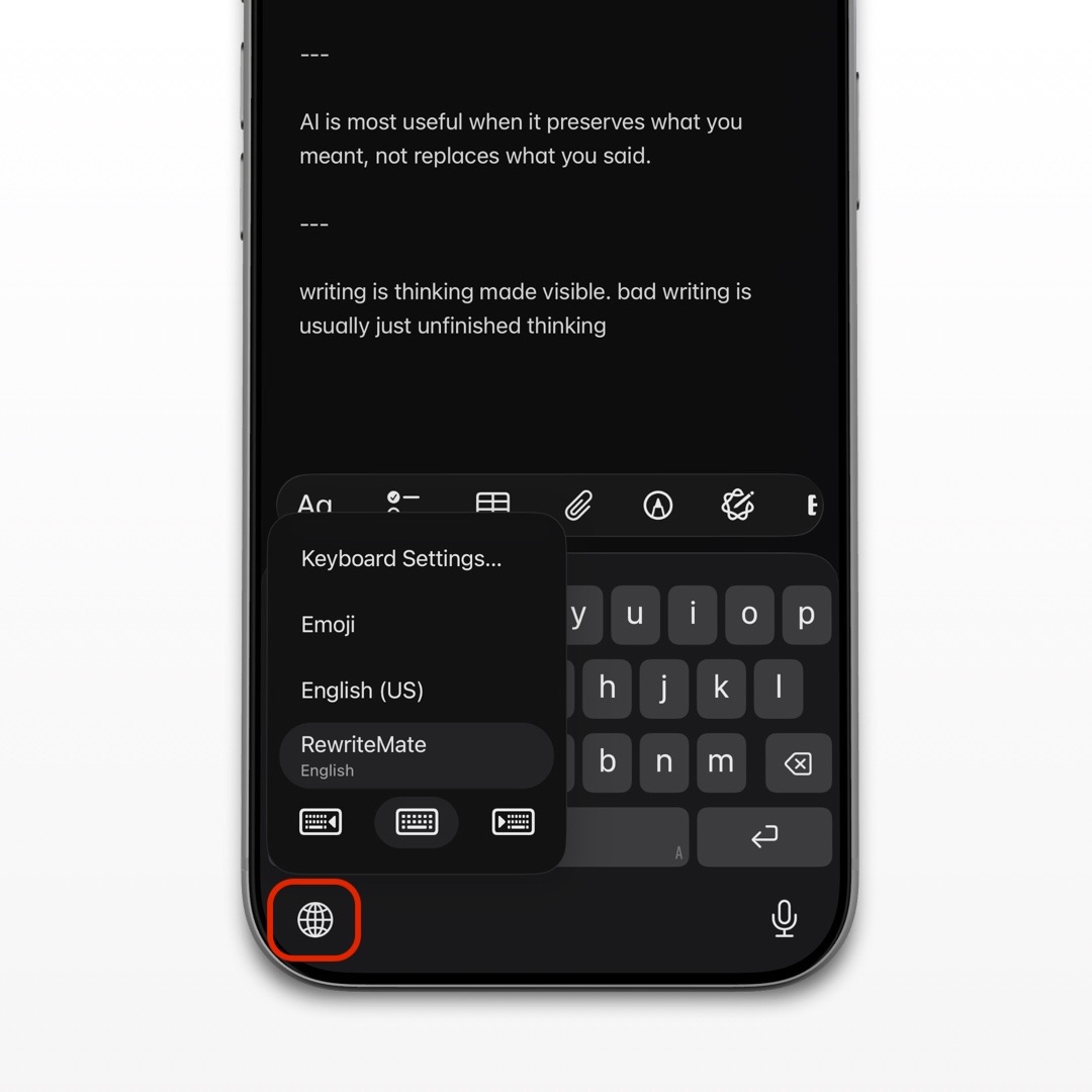 Switch 3rd Party Keyboard iOS