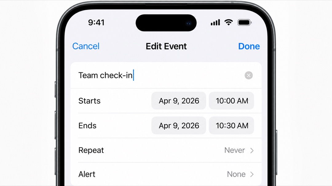 iPhone Calendar event editor