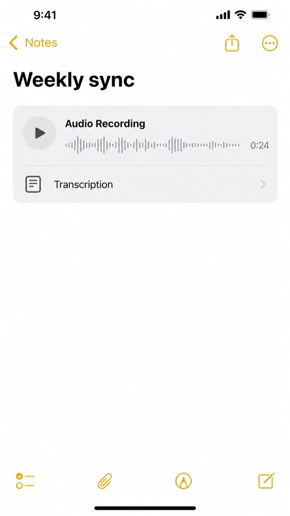 Notes recording with transcript control