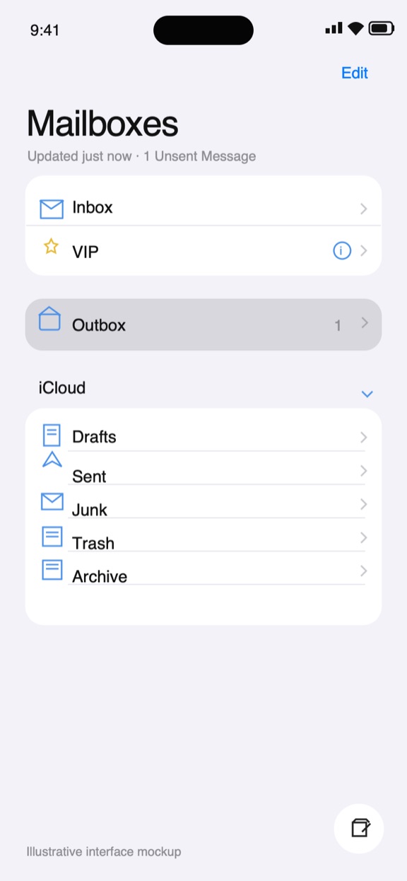 iPhone Mail Outbox location